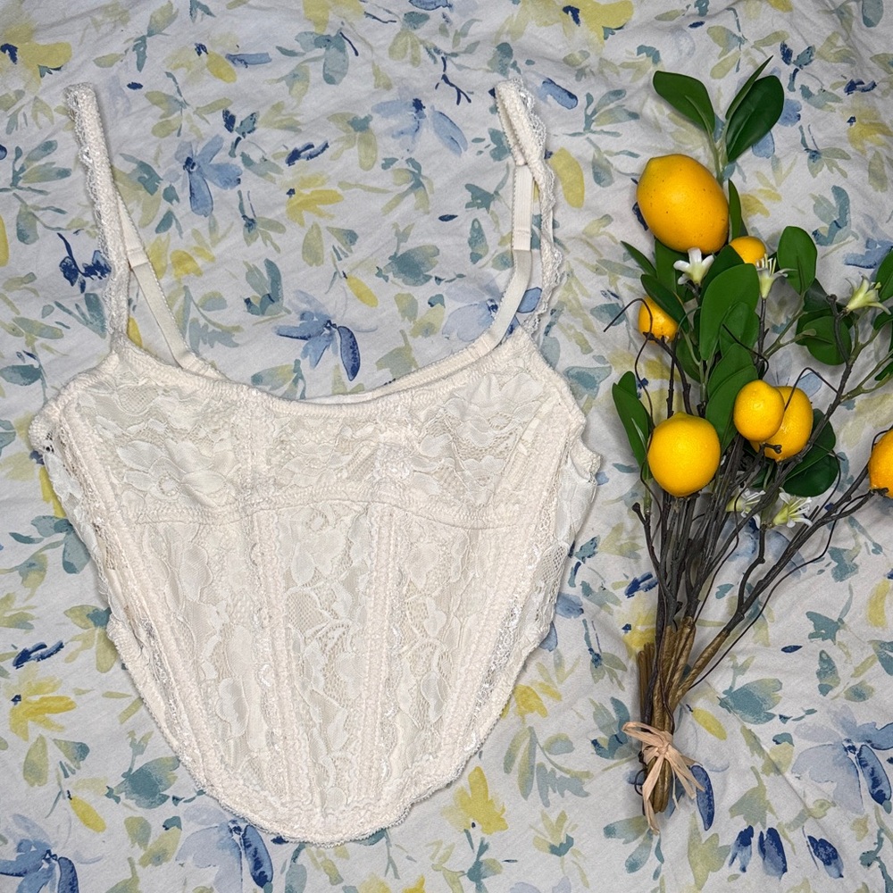 Urban Outfitters Corset Cream Lace Bra